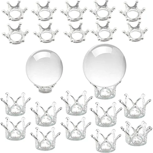 20 soportes de esfera de metal de 2 tamaños, soportes para esferas de cristal, base de lentes para mármoles, colecciones de 20/30/40/50/60/70/3.150