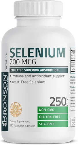 Miniatura 5 de Bronson Selenio 200 mcg – Complejo de aminoácidos quelado libre de levadura - Mineral traza esencial con absorción superior, 250 cápsulas