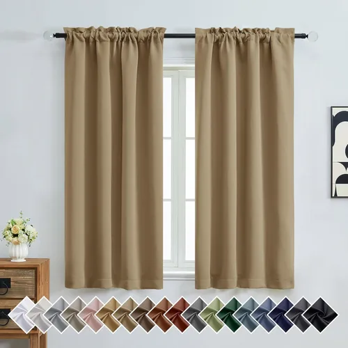 Miniatura 253 de OVZME Cortinas opacas turquesa para tratamiento de ventanas pequeñas, cortinas cortas con bloqueo de luz para ventana de cocina sobre el fregadero