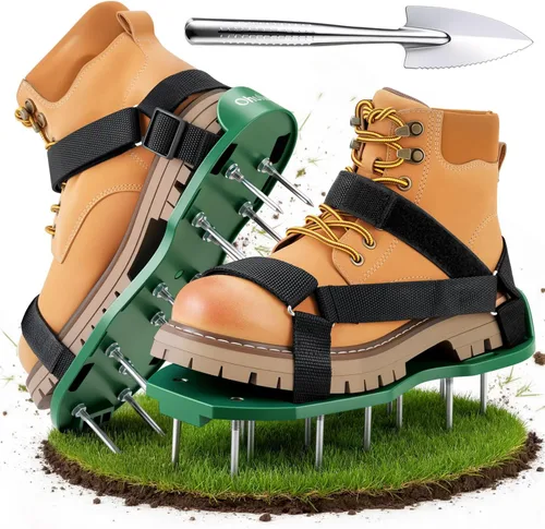 Miniatura 12 de Ohuhu Zapatos Aireadores de Césped para Hierba: Zapatos de Aireación de Instalación Gratuita con Pala de Acero Inoxidable, Sandalias Aireadoras