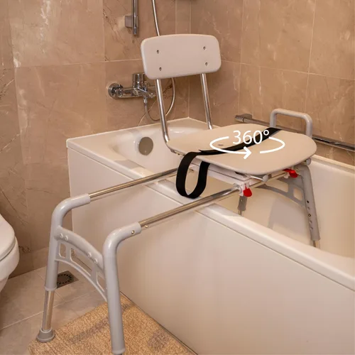 Miniatura 5 de Eagle Health Supplies Silla de ducha deslizante con asiento giratorio, elegible para FSA/HSA, bancos de ducha ajustables en altura para ducha