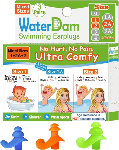 Miniatura 29 de WaterDam A-Series - Tapones de natación para los oídos, ultra cómodos, grandes, impermeables