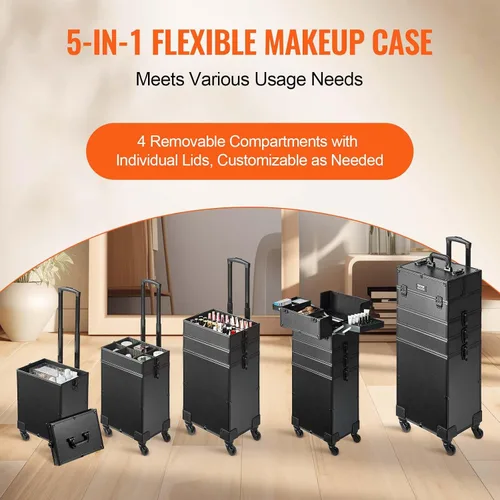Miniatura 3 de VEVOR Makeup Train Case Professional Makeup Storage Organizer Box Make Up Carrier for Women and Girls