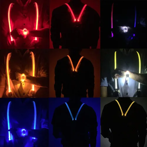 Miniatura 6 de 3 Pcs, LED Light Up Suspenders With Glow Bracelets And Bow Tie Combo, Adjustable Elastic Flashing Led Clothing