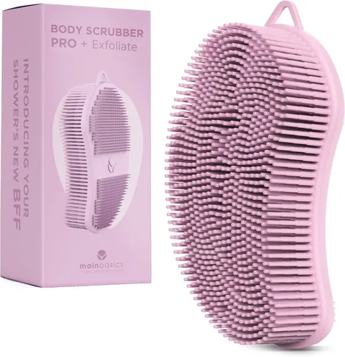 Miniatura 9 de MainBasics - Limpiador corporal de silicona, limpiador de ducha de doble cara con nodos de masaje, alternativa de esponja de silicona para limpieza