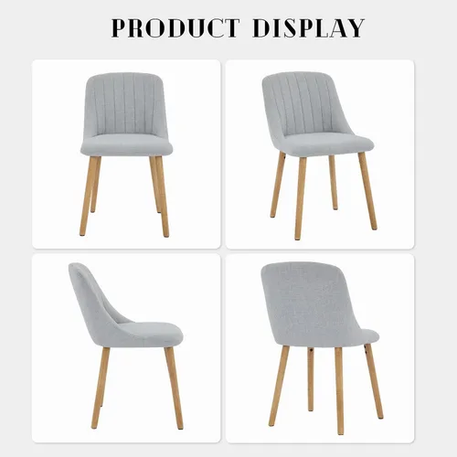 Miniatura 3 de Juego de 2 sillas de comedor tapizadas modernas, soporte ergonómico para la espalda, capacidad de 300 libras, patas de roble para comedor, hogar