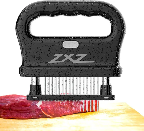 ZXZ Mazo ablandador de carne de alta calidad, 48 cuchillas de acero inoxidable, ideal para carnes marinadas, carne de res, filetes, pollo, aves de