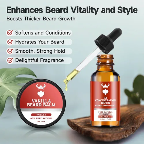 Miniatura 5 de Kit de Crecimiento de Barba MistySprite - Concentración 2X de Biotina para Hombres, Ingredientes Naturales con Aceite de Argán, Aceite de Jojoba