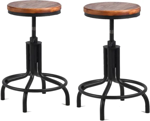 Miniatura 3 de Topower Diseño industrial antiguo de metal de altura ajustable para cocina, comedor, desayuno, taburete de bar de estilo industrial totalmente
