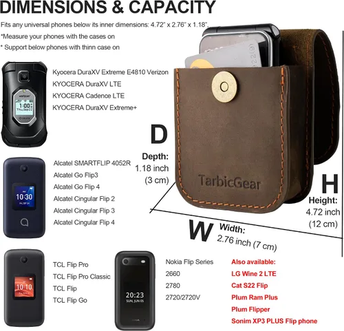 Miniatura 4 de Funda de cuero con tapa para TCL Flip 3, funda para teléfono con tapa, funda para cinturón con clip para cinturón, compatible con teléfono celular S