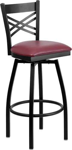 Miniatura 20 de Flash Furniture HERCULES Series Black ''X'' Taburete giratorio de metal – asiento de vinilo negro