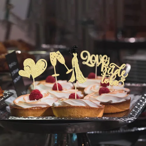 Miniatura 7 de 30 piezas de decoración de cupcakes de champán con diseño de corazón de amor, para despedida de soltera, decoración de tartas para boda, compromiso