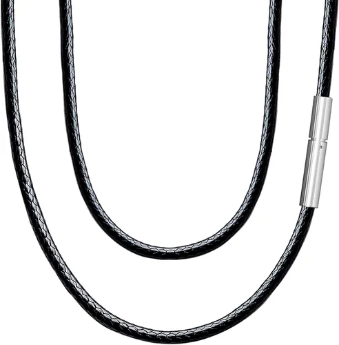 MJartoria Leather Necklace Cord for Men Women 1MM2MM3MM Waterproof Braided Leather Cord Chain Necklace Woven DIY Wax Rope Chain Necklace 16" 18" 20"