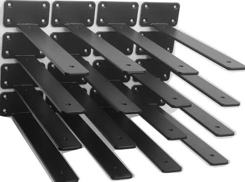 Miniatura 30 de Paquete de 2 - Soportes de estante en L ocultos negros de 4 pulgadas (1/5 pulgada de grosor) Soportes de estante flotante de hierro Soportes