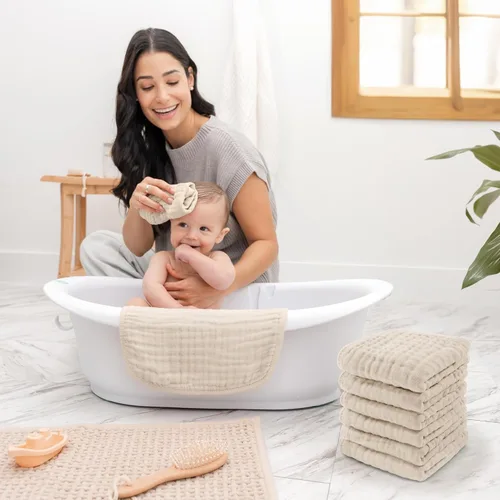 Miniatura 2 de Comfy Cubs - Toallitas de muselina para bebé, paquete de 6 paños suaves de algodón de 6 capas, para piel sensible, 10 x 10 pulgadas, tamaño grande