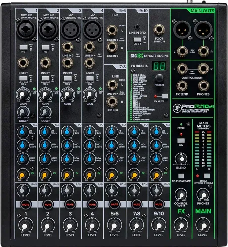 Miniatura 5 de Mackie PROFX10V3 Mezclador de efectos profesionales de 10 canales con paquete USB con auriculares Tascam cerrados Pro y estuche rígido Deco Gear