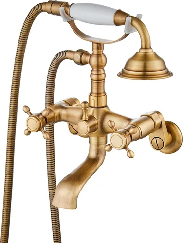 Miniatura 10 de gotonovo Clawfoot - Grifo de bañera con grifo de ducha de mano, juego victoriano de doble cruz con brazos oscilantes ajustables en el centro de 6