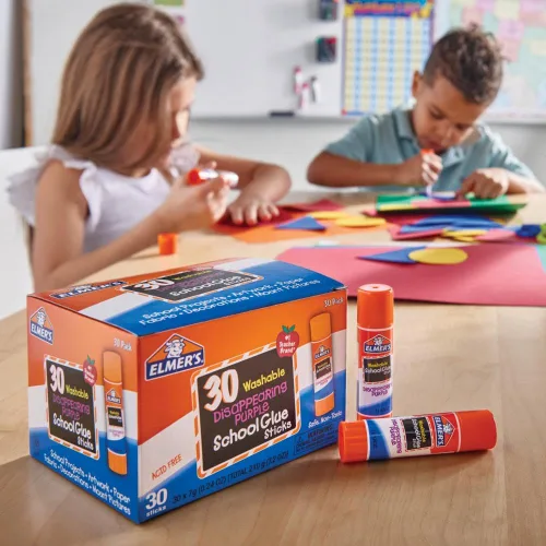 Miniatura 2 de Elmer's Barras de pegamento escolar púrpura desaparecidas, lavables, 0.27 onzas, 30 unidades, pósters, regreso a la escuela, paquete a granel