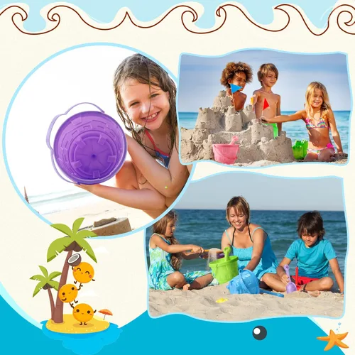 Miniatura 6 de Sosation 60 cubos de arena a granel para niños, cubos de arena de Pascua y palas para niños, cubos de playa de plástico de 5.5 pulgadas, juguetes