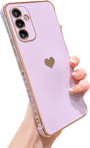 Miniatura 12 de phylla Funda de teléfono compatible con Samsung Galaxy A12 de 6.5 pulgadas, lindo corazón chapado en oro, elegante funda de lujo para mujer
