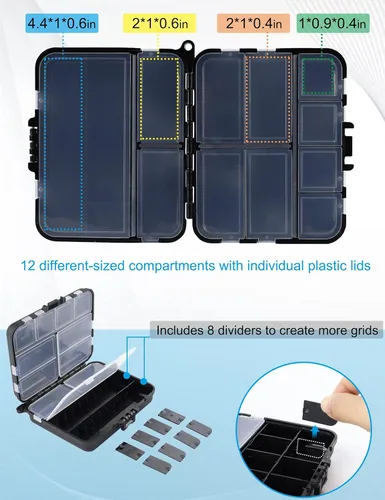 Miniatura 4 de Hlotmeky Organizador de Caja de Aparejos Pequeña Paquete de 4 Mini Cajas de Aparejos de Plástico Organizador de Pesca Contenedores de Almacenamiento