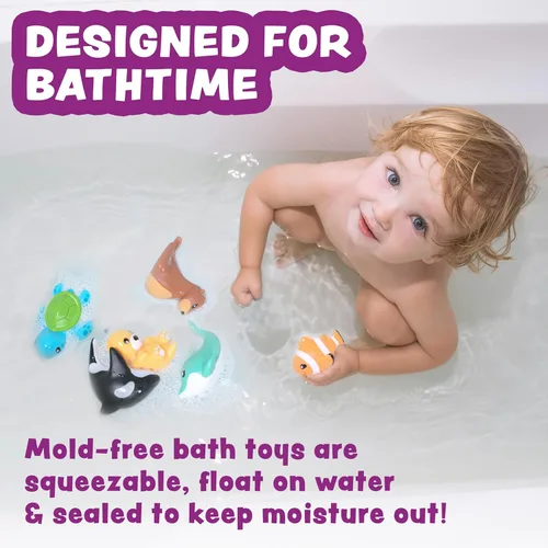 Miniatura 2 de Tub Works® Juguetes de baño Marine™ sin moho, paquete de 6 Diseño de juguetes de baño sellados y sin agujeros que mantiene la humedad fuera