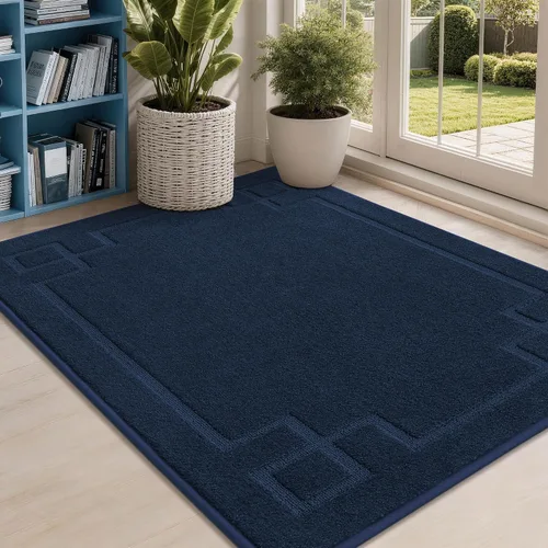 Miniatura 12 de BEQHAUSE Alfombra de Puerta 81 x 122 cm, Alfombras Antideslizantes para Interior Alfombras de Entrada Lavables de Perfil Bajo y Absorbentes, Marrón
