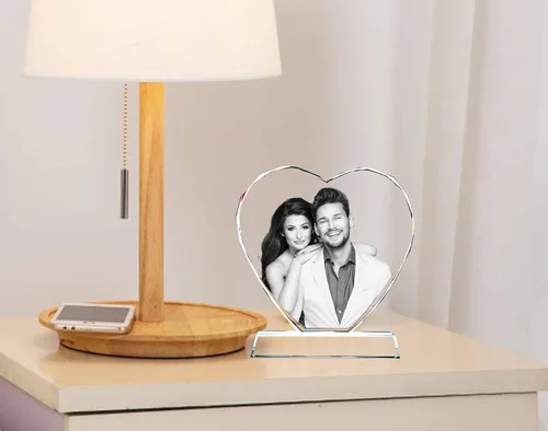 Miniatura 5 de FANF&YKPY Marco de fotos personalizado en forma de corazón, marco de fotos de cristal, grabado láser, cumpleaños, aniversario, boda, regalo