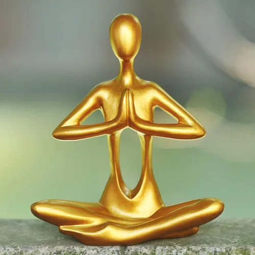 Miniatura 3 de Figuras doradas para decoración del hogar, 3 piezas, estatuas de yoga, estantería, decoración de estante dorado, decoración de oficina, escultura