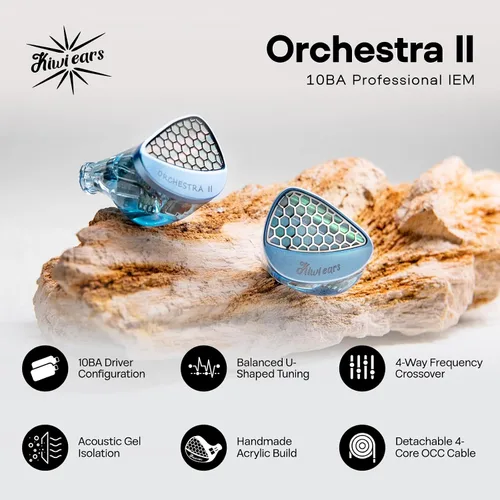 Miniatura 2 de Linsoul Kiwi Ears Orchestra II 10BA Monitor intrauditivo profesional, auriculares IEM con cable de alta fidelidad con equilibrio tonal superlativo