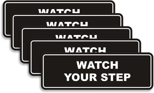 Miniatura 61 de Signs ByLITA Letrero estándar para pared o puerta con texto en inglés «Watch Your Step», señalización de salud y seguridad (negro), mediano
