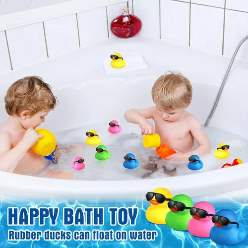 Miniatura 4 de Chivao 48 piezas de mini patos de goma con gafas de sol a granel de regalo de pato pequeño juguete para vacaciones crucero fiesta cumpleaños