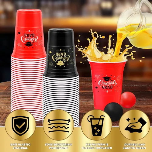 Miniatura 3 de 60 Pieces 4th of July Cup Pong Game Set 16 oz Red & Blue Patriotic Plastic Cups with 10 Red & Blue Balls for Independence Day Party Games, Backyard