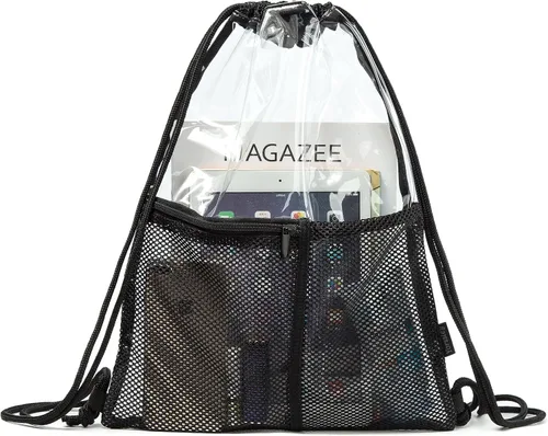 Miniatura 5 de Clear Drawstring Backpack - Stadium Approved String Cinch Bag for Gym, Concerts, Clear Bag with Adjustable Straps Transparent