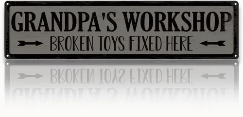 Miniatura 35 de Regalo de metal para el día del padre, letrero de lata de metal retro, letrero de reparación de juguetes, decoración de cueva de hombre, juguetes
