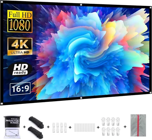 Miniatura 8 de Pantalla de proyección de 84 pulgadas, pantallas de proyector para exteriores, pantalla de película portátil 16:9, pantalla de proyección plegable