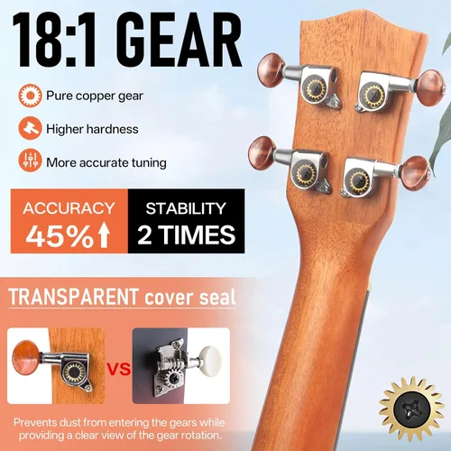Miniatura 2 de Kmise Ukelele profesional para adultos principiantes, lección en línea gratuita, ukelele soprano de caoba de 21 pulgadas con kit de iniciación