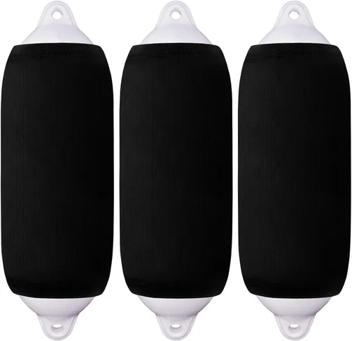 Miniatura 9 de Boat Fender Covers 8" x 22"/10" x 26"/ 6" x 18" Fender Covers Marine Boat Bumper Sleeves for Twin Eye & Center Rope Tube Style Fenders, Black & Navy