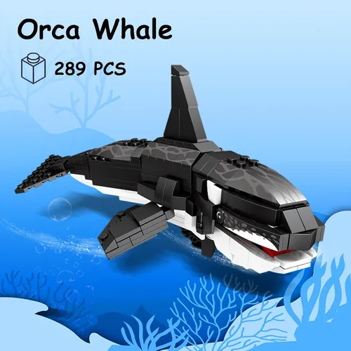Miniatura 2 de KAZI Juego de construcción de juguetes de pez pescador, bloques de construcción de criaturas marinas de Halloween, juguetes de animales del océano