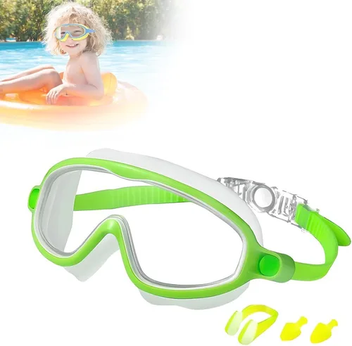 Miniatura 15 de Gafas de natación de marco grande impermeables y antivaho para niños, antiempañamiento de visión amplia, máscara de natación transparente para niños