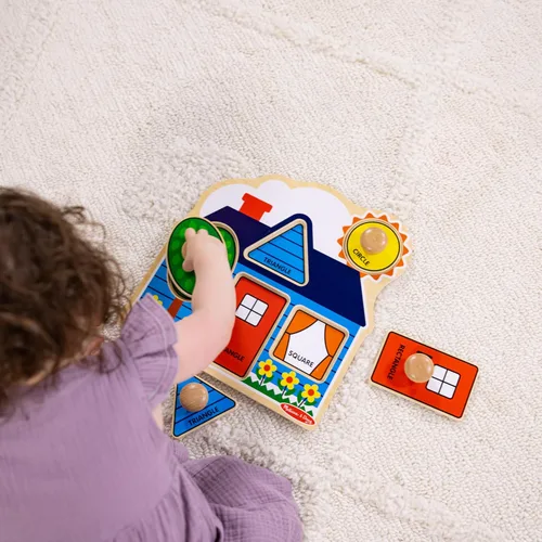 Miniatura 8 de Melissa & Doug First Shapes - Rompecabezas de pomo jumbo con formas, rompecabezas de clavijas de madera para niños pequeños, juguete educativo