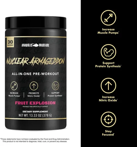 Miniatura 5 de Anabolic Warfare Nuclear Armageddon - Polvo de preentrenamiento para hombres y mujeres con L-citrulina, beta alanina en polvo y cafeína