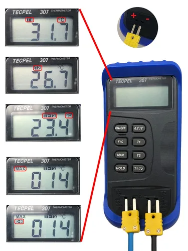 Miniatura 4 de TECPEL Termómetro digital DTM-307 con sonda de sensor de termopar tipo 2 k (TPK-01)