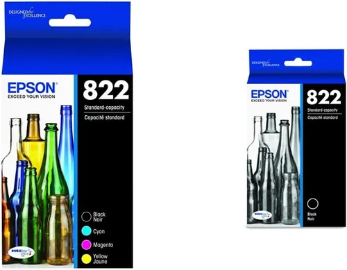 EPSON T822 DURABrite Ultra - Tinta de capacidad estándar negro y color - Paquete combinado de cartuchos (T822120-BCS) y cartucho negro T822