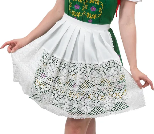 Miniatura 4 de Delantal corto alemán de encaje blanco para Dirndl