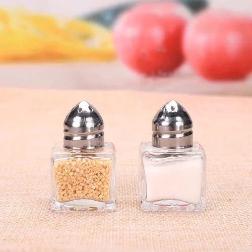 Miniatura 5 de Paquete de 12 mini saleros de especias, sal y pimienta, especias, condimentos – Tapa de acero inoxidable y tarros de vidrio – Sostiene suministros