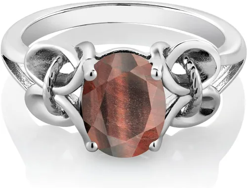 Miniatura 60 de Gem Stone King Anillo de compromiso ovalado con piedra natal para mujer, plata de ley 925, ovalado de 0.354 x 0.276 in, anillo de compromiso