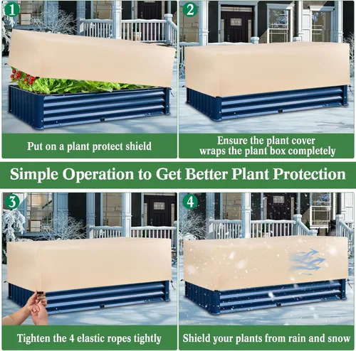 Miniatura 5 de Cubiertas para Plantas Protección contra Heladas Paquete de 2 con Cordón Elástico, 3.54 oz/yd² Manta contra Heladas para Clima Frío de Invierno