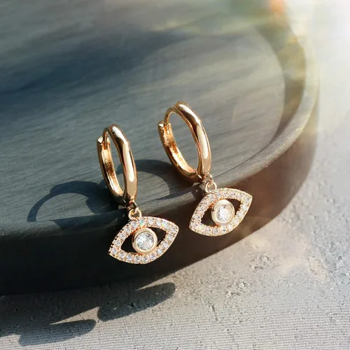 Miniatura 5 de VACRONA - Aretes tipo arracadas para mujer, chapados en oro de 14 quilates, diseño de aro de arracada