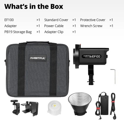Miniatura 5 de AMBITFUL EF100 100W 5600K Aurora COB LED luz de video, CRI 95+, TLCI 97+, efectos FX integrados para fotografía de naturaleza muerta, retrato